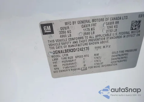 2013 Chevrolet Equinox Ls из США, поврежденный, VIN 2GNALBEK2D1242176